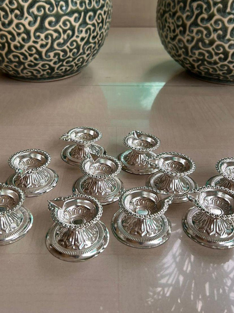 Lot Of 200 German Silver Deepams, Pure Silver, Wedding Favour, Bulk Gifting-Return Gift-Religious Gift, Silver Diyas, Free Express Delivery FLOWER DELIVERY
