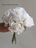 5 Stems Real Touch Soft White Roses Bundle, Artificial Flowers,  DIY Florals/Wedding/Home/Kitchen Decoration/Gifts/Bouquets/Centerpieces wedding flower