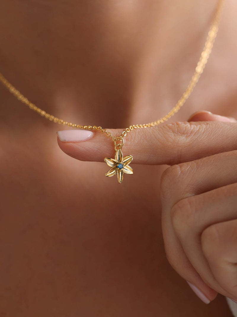 Personalized Tiny Birth Flower Pendant Necklace, Birthstone Necklace, Flower Necklace, Mom Gift, Bridesmaid Gift for her, Christmas Gift ANNIVERSARY