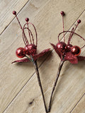 2 Pcs Artificial Flower Holiday Crafts Making Branch Christmas Sprigs Red Berries flower spore
