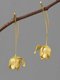 Gold Tulip Earrings ¥ 50mm ¥ 12mm Flower ¥ 18k Yellow Gold Plated Silver ¥ Stamped 925 ¥ Tariff Free Delivery to USA FLOWER DELIVERY