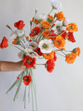 Orange Faux Poppy Flower Branch: 26" Silk Floral Arrangement faux plants