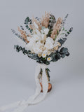 White Dried Preserved Bouquet with Pampas Grass and Eucalyptus/Boho Bridal Wedding Bouquet/Greenery bouquet/Natural bouquet/Rustic wedding Bouquet