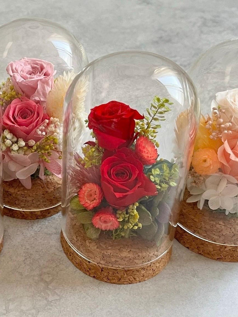 Personalized message Preserved rose glass dome, custom forever flower dome ANNIVERSARY