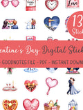 138 Valentine's Day Digital Stickers, Love & Romance Stickers, Goodnotes Stickers, Digital Planner Stickers, Precropped PNG iPad Stickers Love Romance Flower