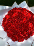 Elegant Red Graduation Bouquet Eternal Rose, Bouquet of Artificial Flowers, Customizable Ramo Buchon, Satin Ribbon Rose, Everelasting Flower Bouquet