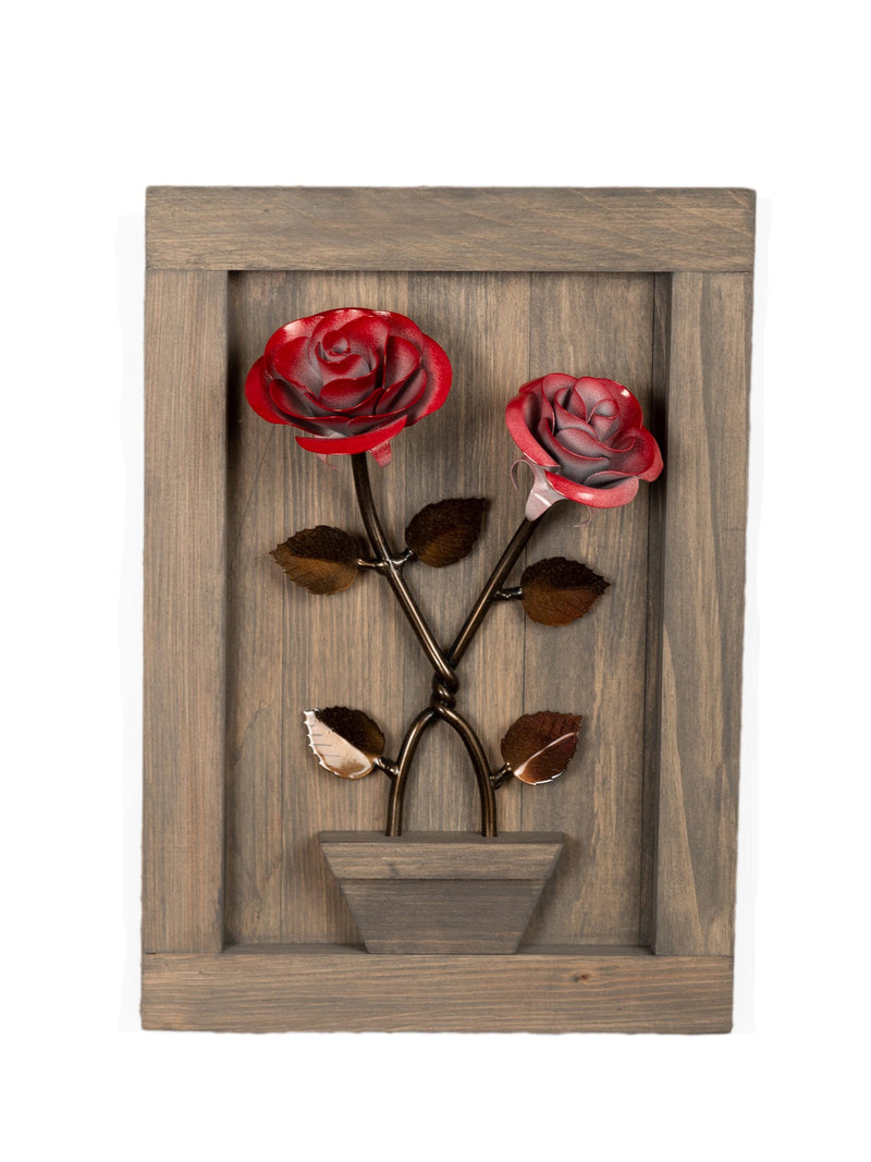Personalized Gift - Framed Twisted Metal Roses for Wood 5th Anniversary ANNIVERSARY