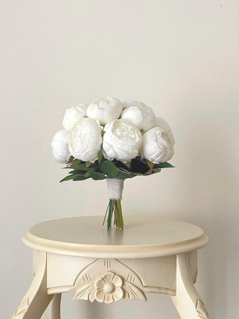White Peony Bouquet, Wedding Bouquet, Bridal Bridesmaids Bouquets , Real Touch Wedding Bouquet, Big White Peony Boho Bouquet, Floral Design Bouquet