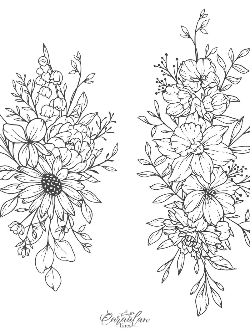 Custom Birth Flower Tattoo Design: Family Bouquet (Made to Order Digital Download) birthday flower