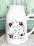 Personalised Ruby Wedding Anniversary gift 1st 25 50 40 50 60 Ruby Silver Golden Diamond Anniversary gift Floral Ceramic Small Vase Jug Mug ANNIVERSARY