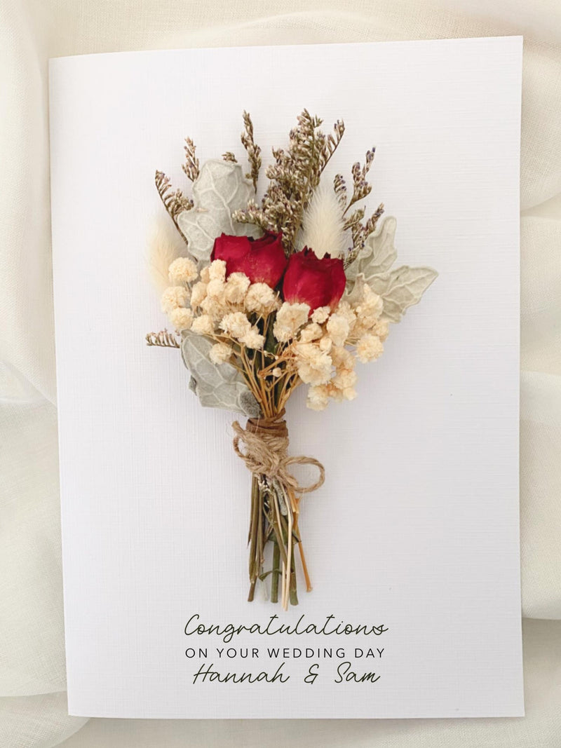 Personalised Wedding Card, Congratulations On Your Wedding Day, Mr & Mrs Card, Newlyweds, Bride and Groom, Wedding Card, Flower wedding flower