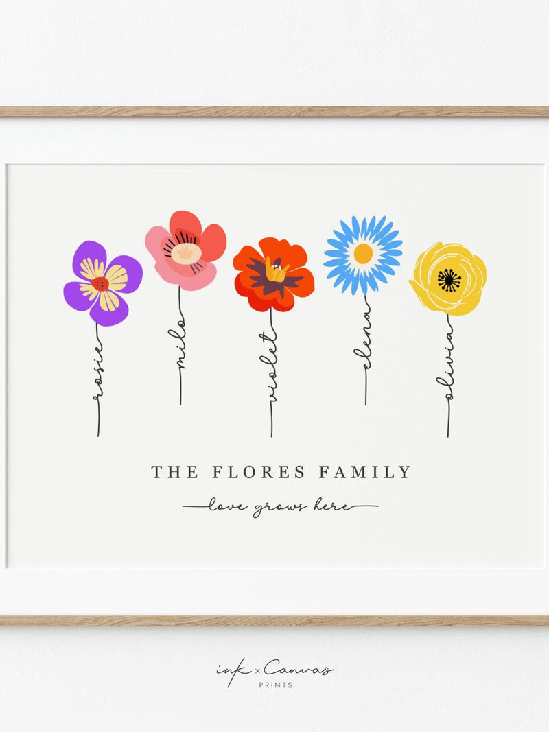 Custom Birth Flower Print Grandma's Garden Print Personalized Gift for Mom Family Birth Month Flower Art Floral Print Cute Mother's Day Gift birthday flower