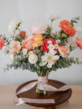Sunlit Fresco - Orange Pink Ranunculus Poppy Artificial Wedding Flowers Bridal Bouquet silk flower