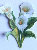 6 x white calla lily flowers die cuts, card topper, sympathy flower cut outs for scrapbooking, home decor, ephemera, card making, journaling sympathy flower