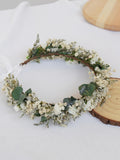 Eucalyptus+Baby Breathing Dried Flower Crown, Bohemian Children's Crown, Country Wedding Bridal Crown, Girls' Crown, Bridesmaids' Crown wedding flower