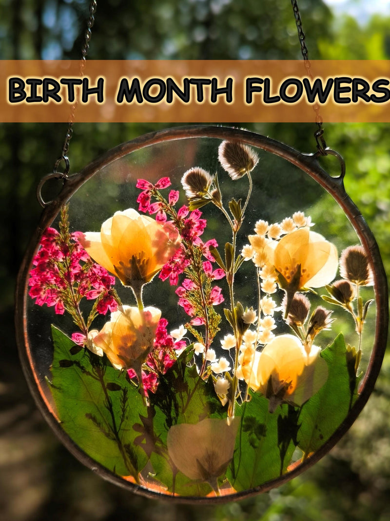 Pressed Birth Month Flower Art: Personalized Botanical Decor birthday flower