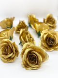 3.5" Metallic Gold Artificial Flower Gold Wedding Decor Gold Silk Flower Wedding Gold Decor Gold Flower Gold Cake Flower Arrangement silk flower