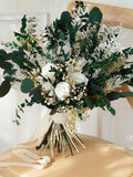 Eucalyptus leaf Natural Color Dusty /Pampas Grass wedding bouquet Dried Bridal bouquet Flower bouquet,Rustic Boho Brides,Bridesmaid bouquet wedding flower