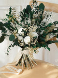 Eucalyptus leaf Natural Color Dusty /Pampas Grass wedding bouquet Dried Bridal bouquet Flower bouquet,Rustic Boho Brides,Bridesmaid bouquet Bouquet