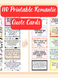 110 Romantic Quote Cards: Printable Ephemera (Digital Download) Love Romance Flower