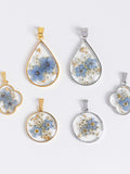 Forget Me Not Pressed Flowers Charm, Pressed Flowers Charm, Blue Real Dried Flower Charm, Dried Fonget me Not Charm for Diy Jewelry Supplies ANNIVERSARY