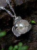 Jasmine flower sterling silver necklace with freshwater pearl ANNIVERSARY