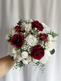 Faux bridal bouquet with burgundy and white flowers, red bouquets, wine bridal bouquet, white and red fake bouquet, white and red bouquet Bouquet