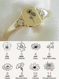 Custom Birth Flower Ring: Sterling Silver Family Bouquet Ring ANNIVERSARY