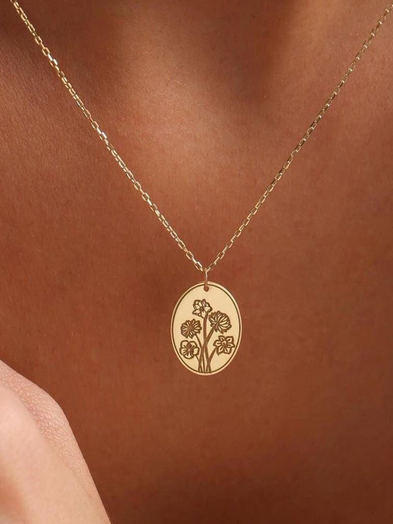 Birth Flower Bouquet Necklace, Birth Month Flower Jewelry, Personalized Birth Flower Necklace, Birth Flower Family Gift, Christmas Gift Bouquet