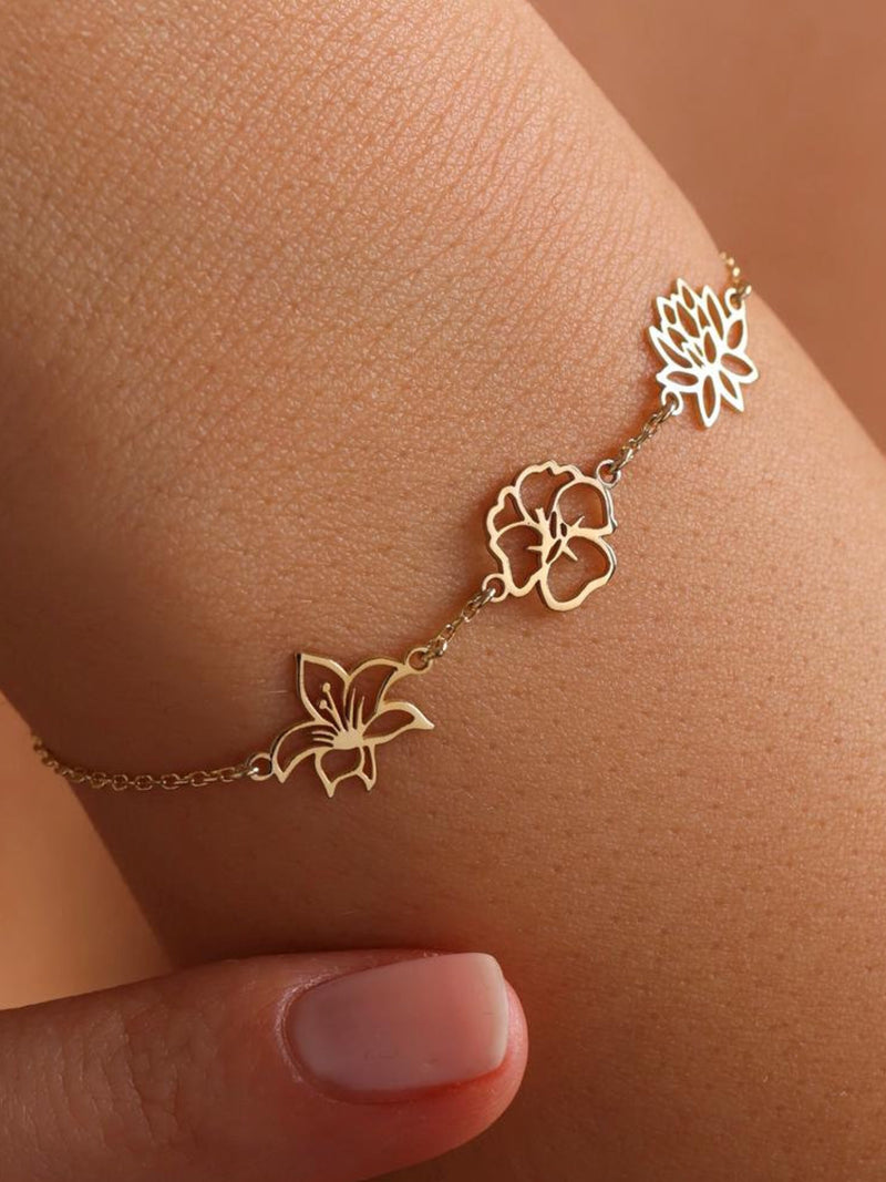 Personalized Birth Flower Bracelet, Birth flower Family Bracelet, Birth Month Bracelet, Meaningful Gift For Mom, Christmas Gift for Her birthday flower