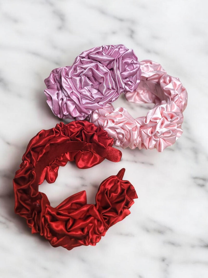 Handmade Satin Flower Headband: Crepe Silk Floral Hair Accessory silk flower