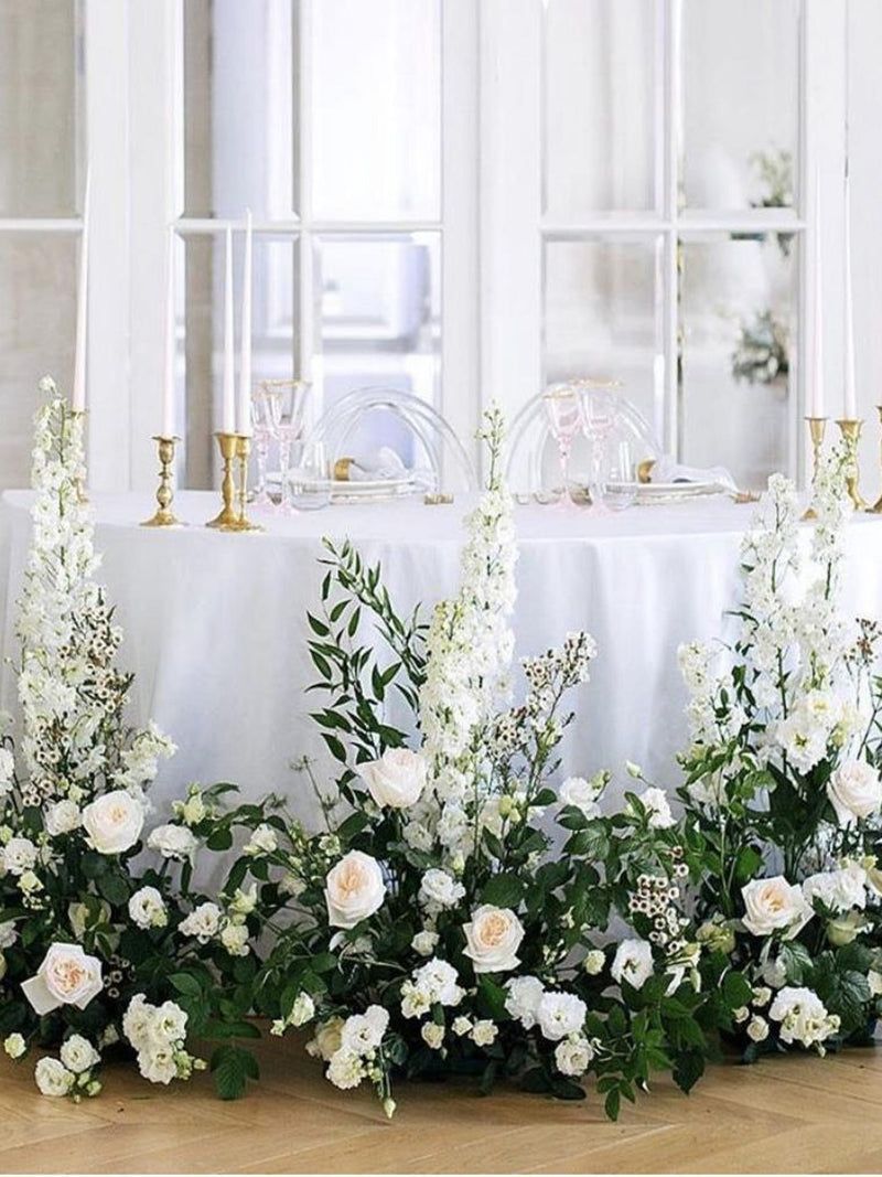 White Flower and Greenery Wedding Table Runner Centerpiece wedding flower