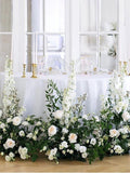 White Flower and Greenery Wedding Table Runner Centerpiece wedding flower