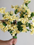 32.5" Faux Pastel Yellow Real Touch Bougainvillea, Spring Summer Leaf Branch, DIY Floral/Wedding/Home Holiday Decorations, Gifts for Her faux plants