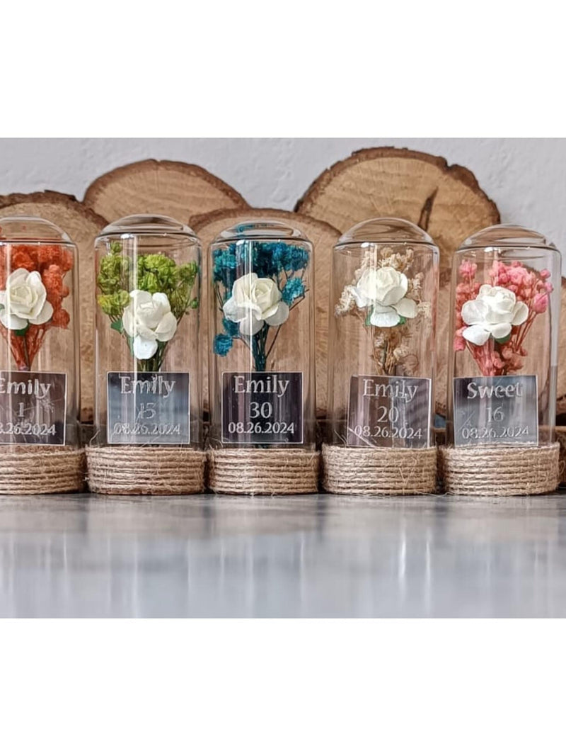 Personalized Birthday Favors: Dried Flower Glass Tube Party Gifts birthday flower