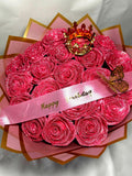 eternal GLITTER ROSE  PINK with pink wrap bouquet/happy birthday Bouquet