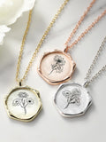 Personalized Sterling Silver Birth Flower Pendant Necklace: Custom Bouquet birthday flower