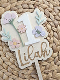 Personalized Wildflower Cake Topper | First Birthday Acrylic Flower Decor birthday flower