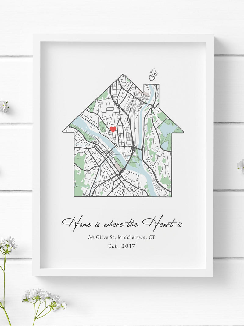 Personalized House Map Print: New Home Gift (Digital or Print) house warming flower