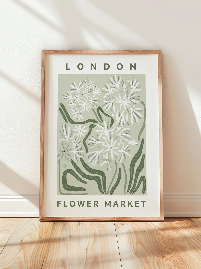 London wall art, flower market poster, Flower market print sage green wall art,  travel wall art, Ship Worldwide from UK,US,Aus,EU : ) FLOWER DELIVERY