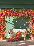 Customized Luxury Orange Pink Artificial Rose Greenery Flower Runner for Wedding Decoration Gender Reveal Decor Props wedding flower