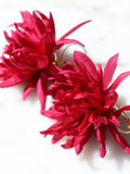 Flower silk earrings, Dahlia flower earrings,  Flower earrings, Boho gift earrings, handmade floral jewelry, silk flower