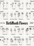 Birth Month Flower SVG Bundle: Floral Clipart (SVG & PNG) birthday flower