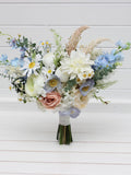 Wildflowers blue white beige bridal bouquet Daisy anemones bouquet Bridesmaid flowers  Boho wedding Wedding bouquet wedding flower
