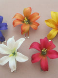 2 inch Multi Lily Silk Flower Hair Clip 5 Five Pc. Lot silk flower
