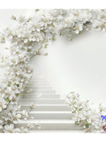 In Loving Memory Memorial Background PNG, Stairway To Heaven, White Flowers, Never Forgotten, RIP Image, Memorial Gift, Digital Download sympathy flower