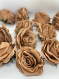 3.5" Toffee Brown Rose Flower Brown Artificial Rose Brown Artificial Flower Brown Faux Flower Brown Boho Wedding Decor Toffee Wedding silk flower