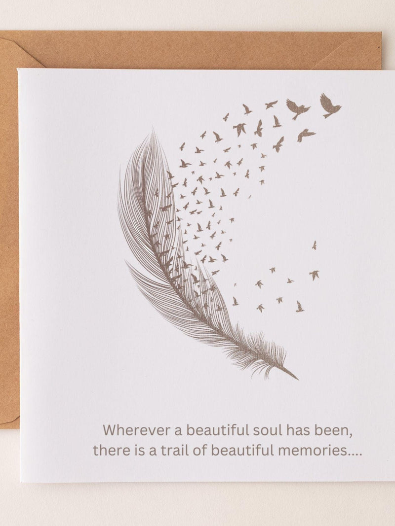 Sympathy Card: Feather & Birds Design, Condolences Card sympathy flower