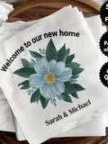 Personalized Housewarming Napkin, Welcome to Our New Home Invitation Cards, Custom Floral Coasters, New Home Party Decor house warming flower