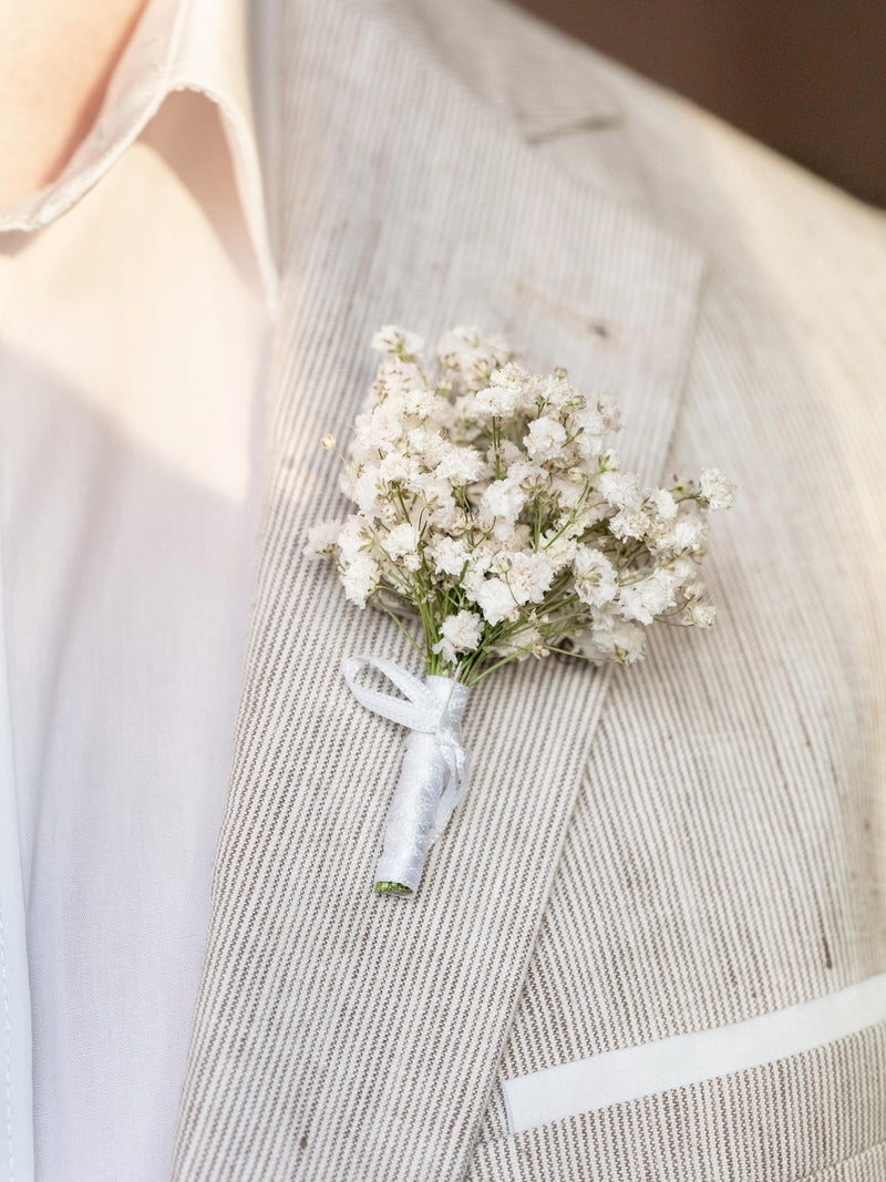 Wedding Boutonniere, Dried Baby's Breath wedding Boutonniere and Groomsman, man accessories, white buttonhole, wedding rustic boho style. wedding flower